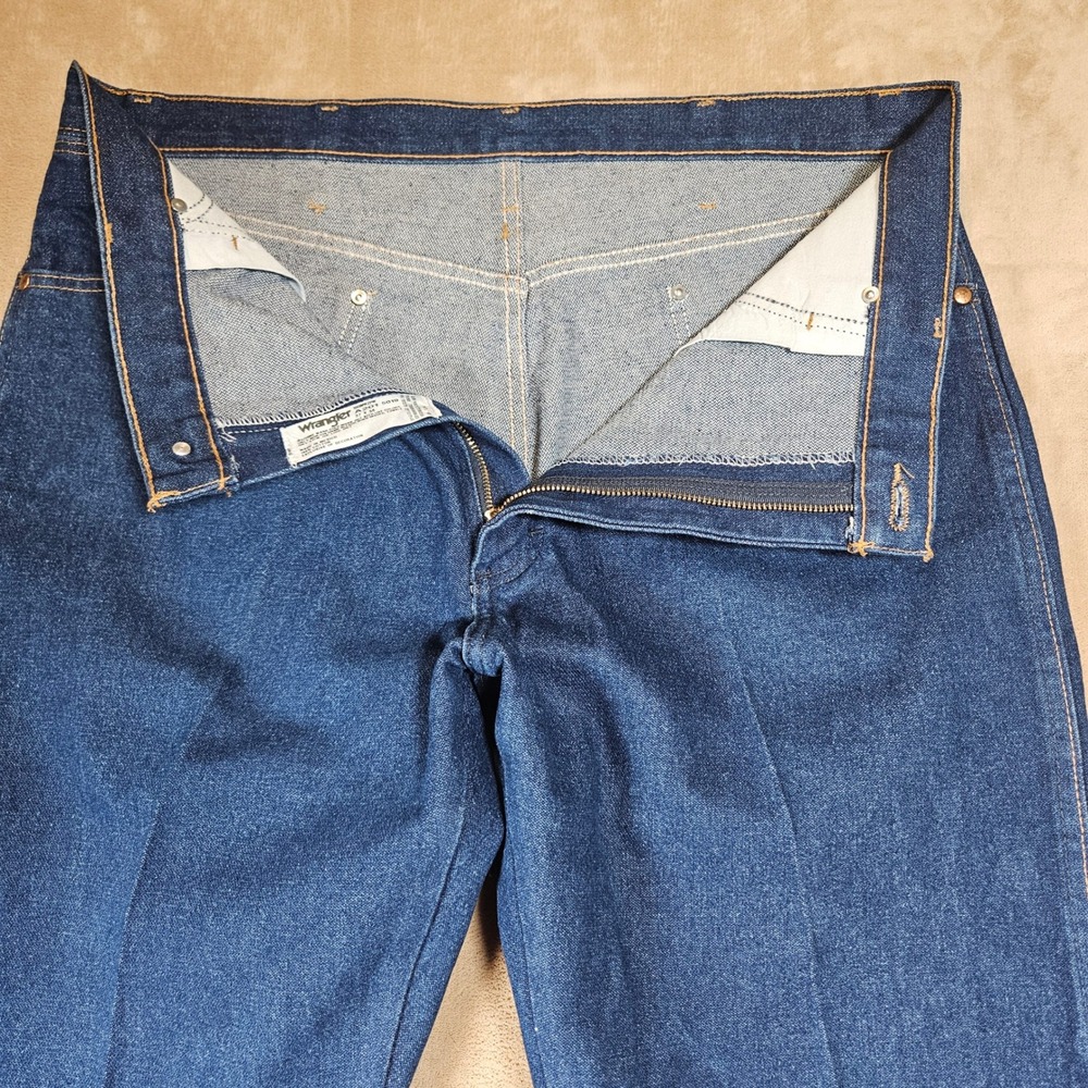 Wrangler Mens Cowboy Cut 13MWZPW Rigid Indigo Jeans 37x36 High Rise Straight Leg - Picture 6 of 9